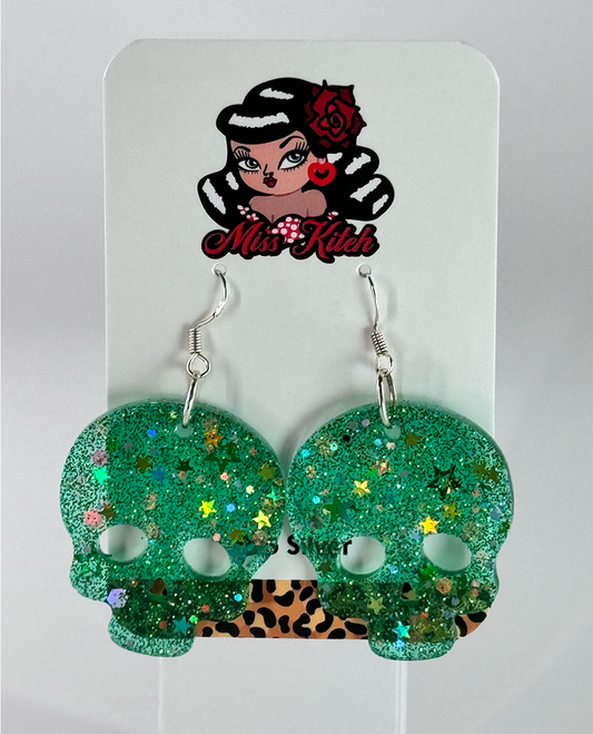 Green Sparkle Skulls
