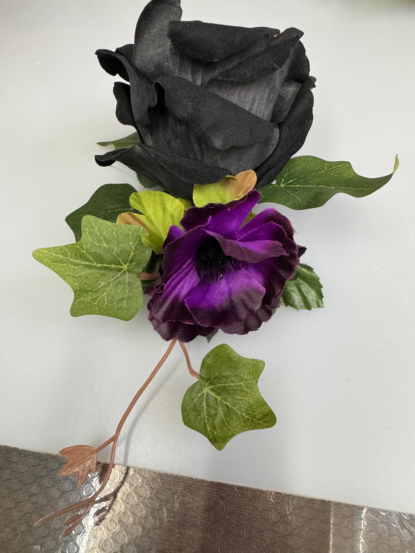 Black Rose Gothic Hair Flower Large