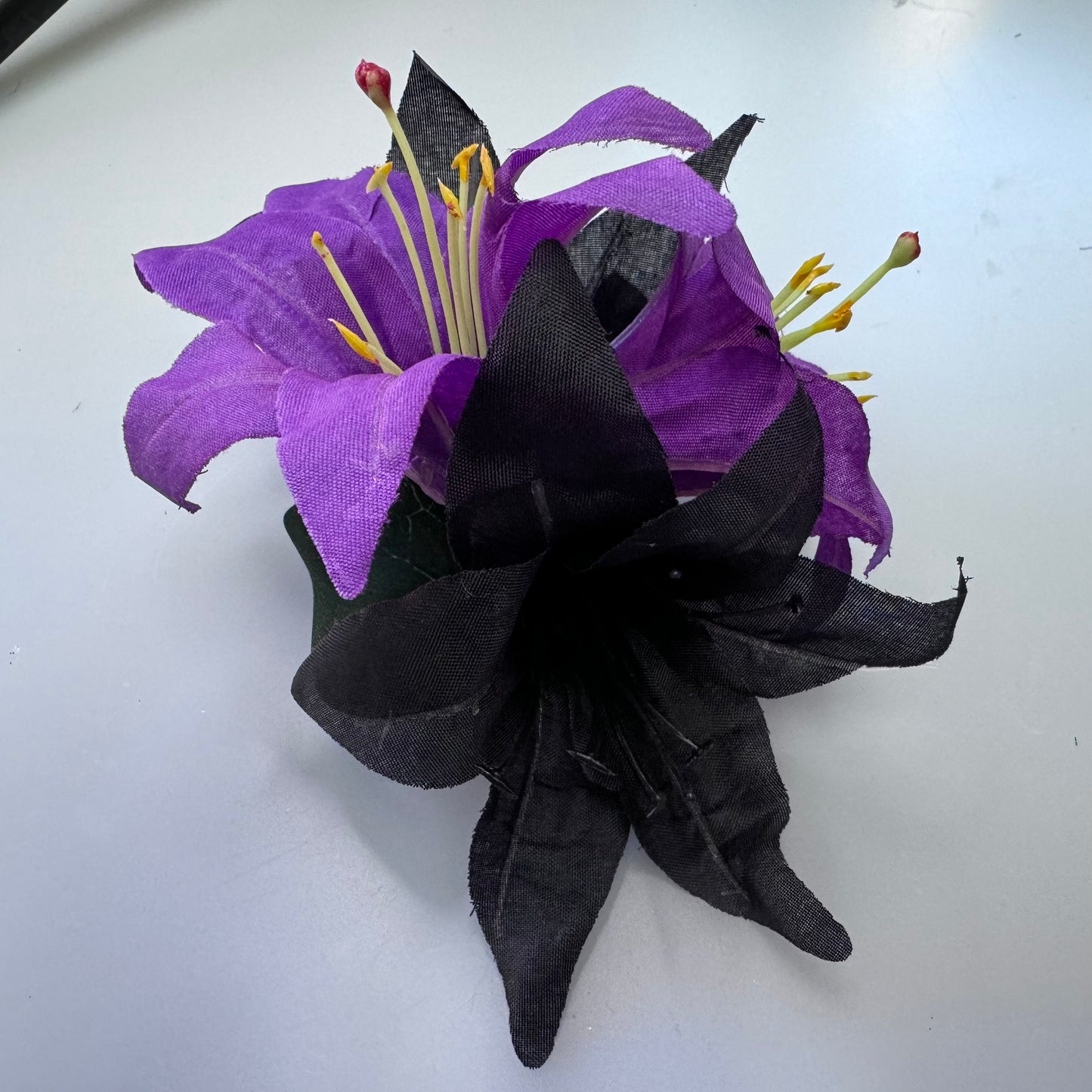 Black & Purple Lily Gothic Hair Flower Medium