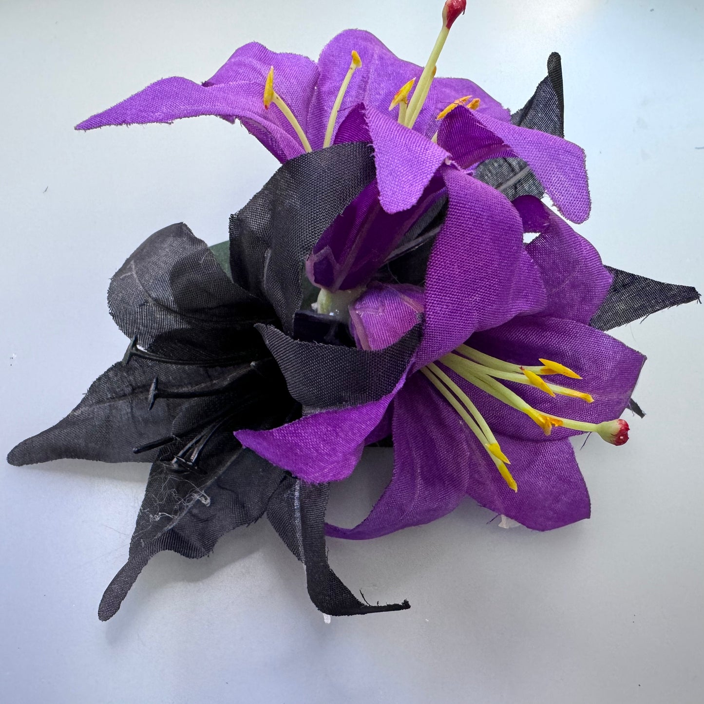 Black & Purple Lily Gothic Hair Flower Medium