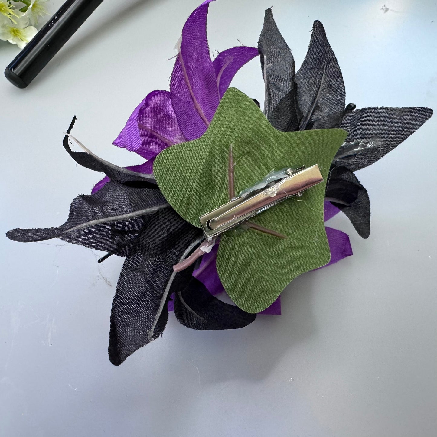Black & Purple Lily Gothic Hair Flower Medium