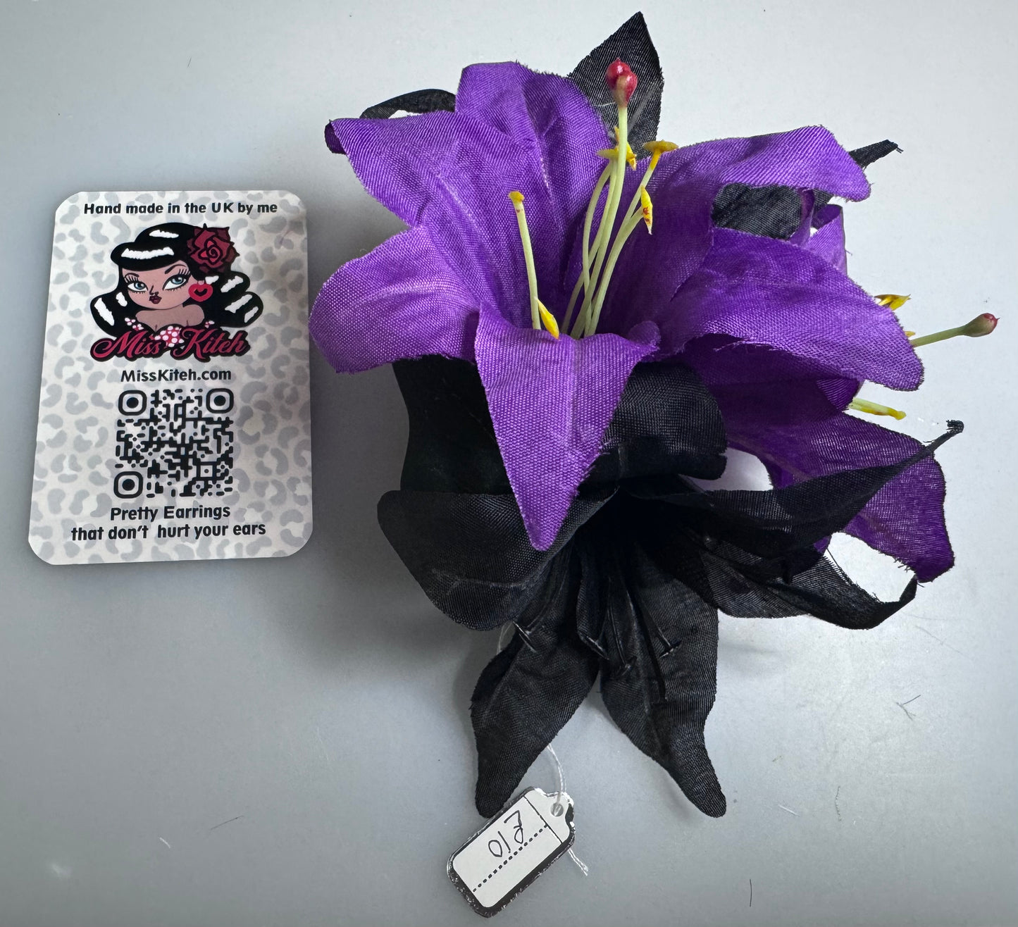Black & Purple Lily Gothic Hair Flower Medium