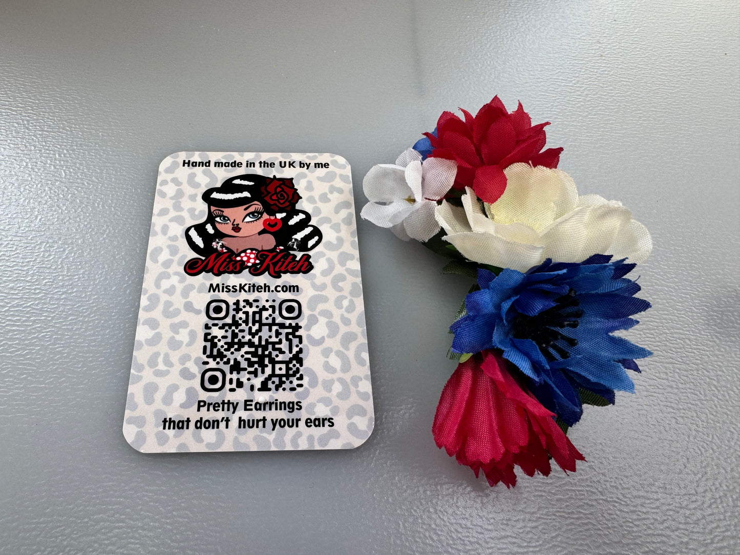 Red, White and Blue ,large mixed flower hair clip.