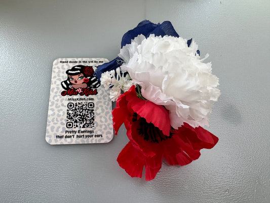 Red, White and Blue ,large mixed flower hair clip. (Copy)