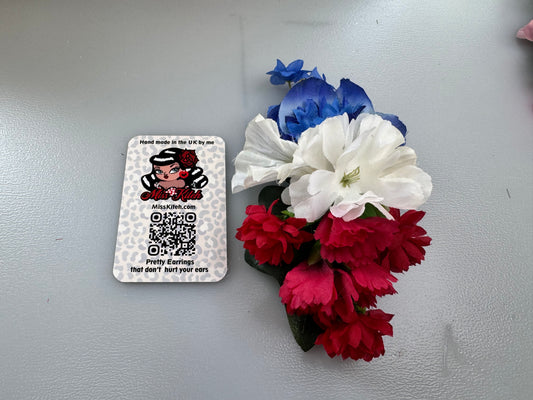 Red, White and Blue ,large mixed flower hair clip.