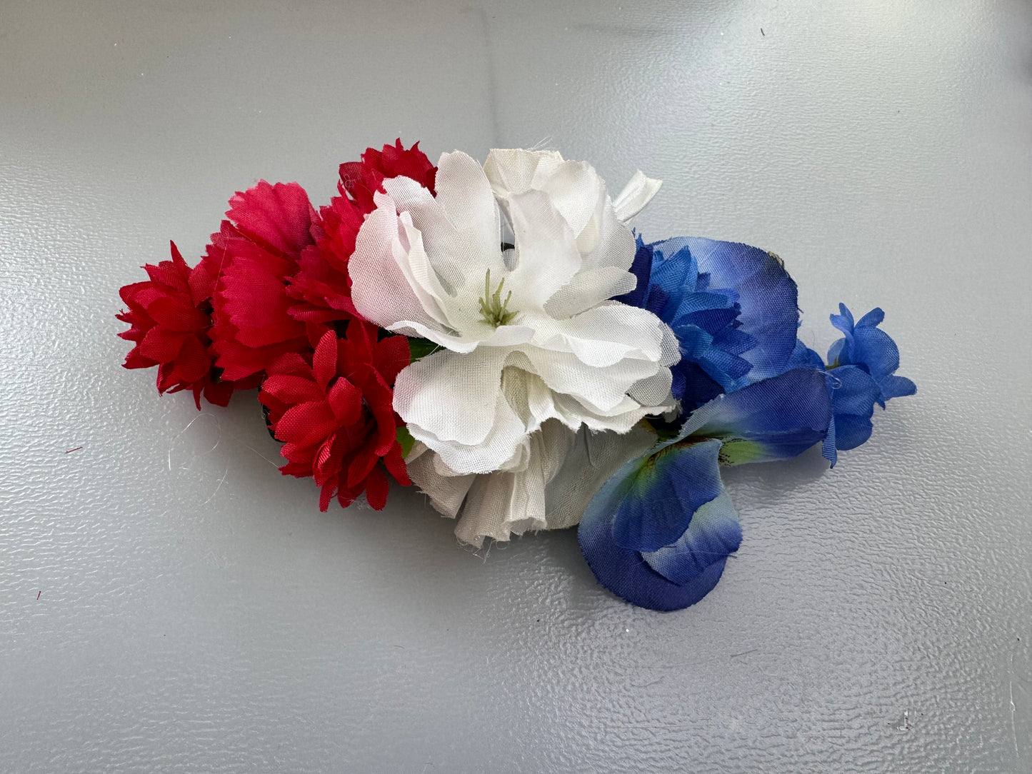 Red, White and Blue ,large mixed flower hair clip.