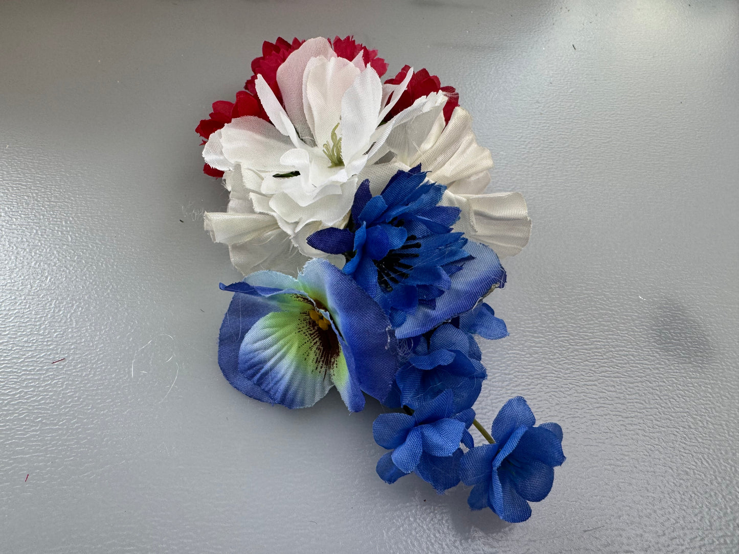 Red, White and Blue ,large mixed flower hair clip.