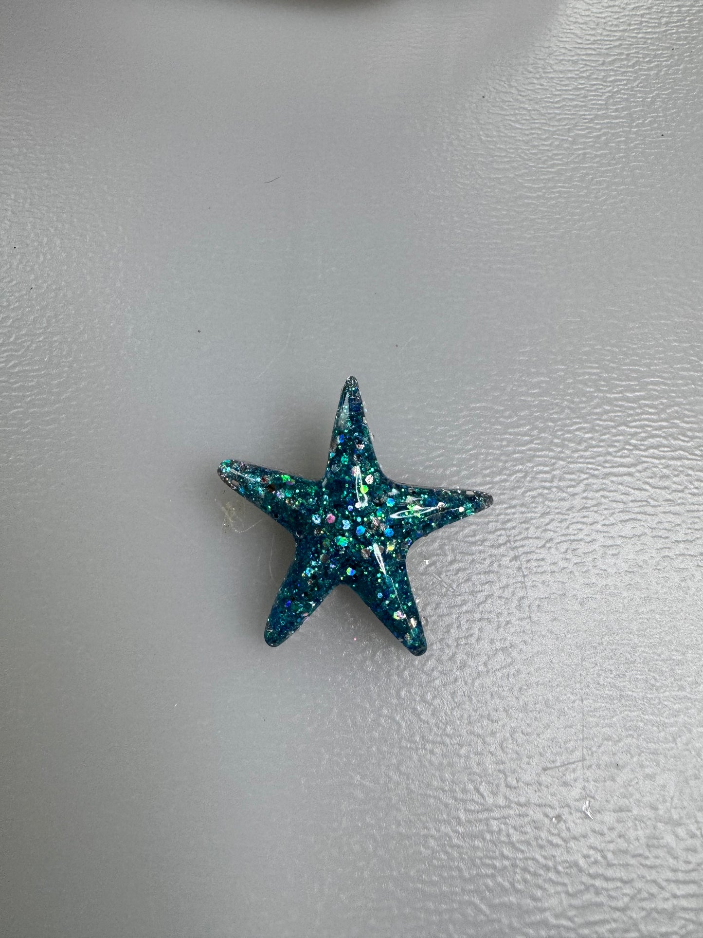 Aqua blue and silver glitter Starfish Brooch