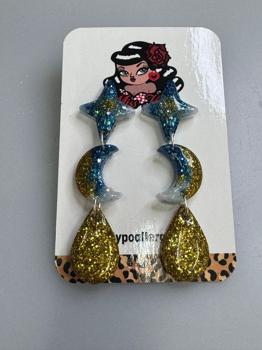 Blue Ocean Gold Star, Moon & Teardrop
