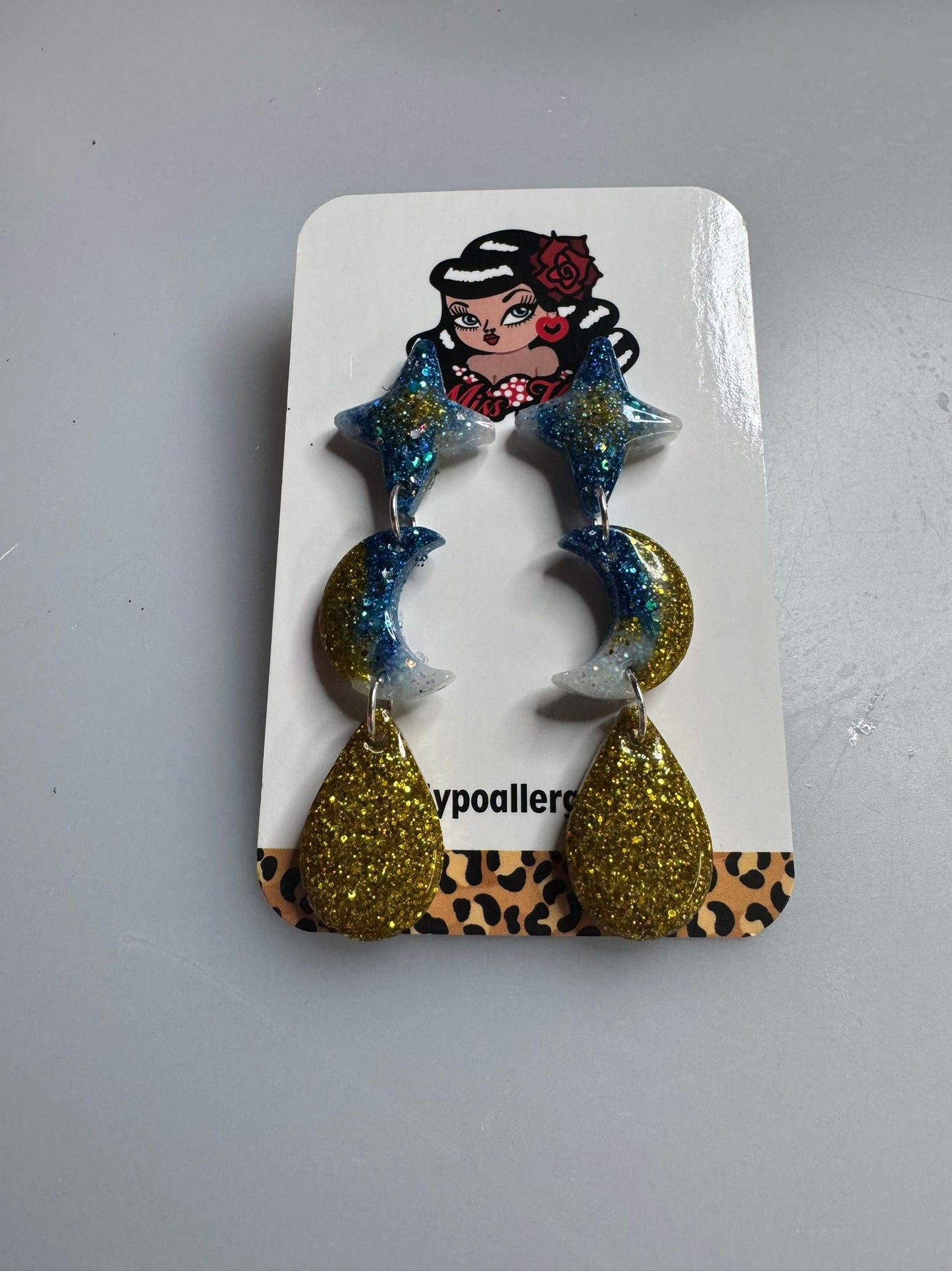 Blue Ocean Gold Star, Moon & Teardrop