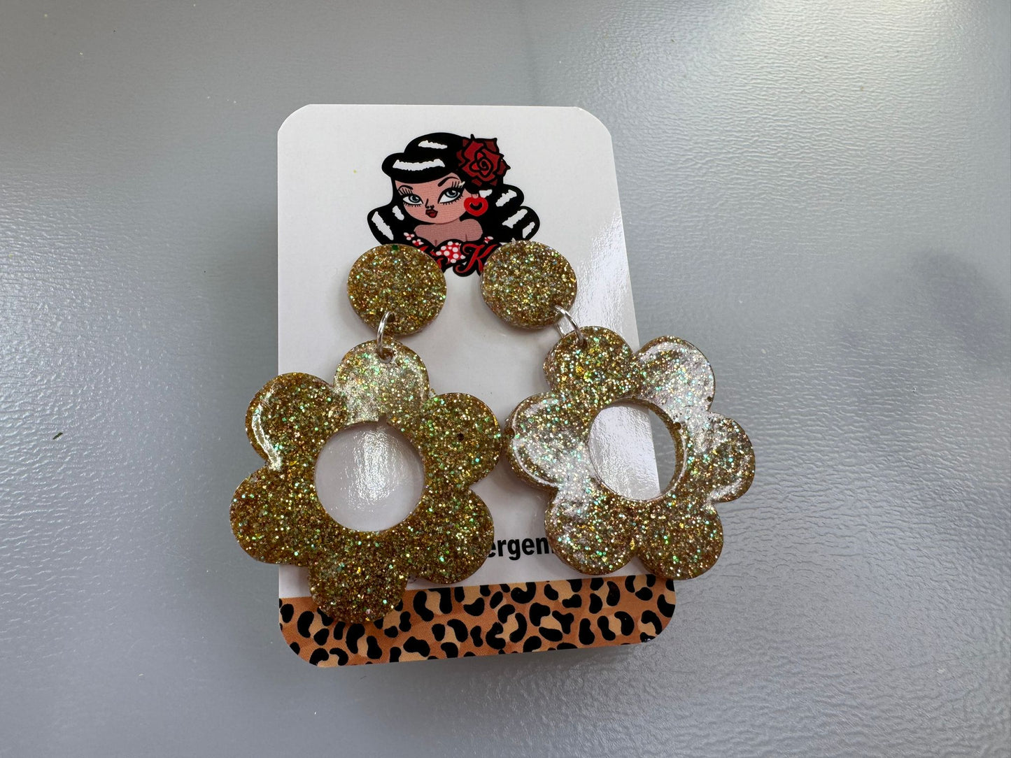 Gold Glitter Flower Hoop