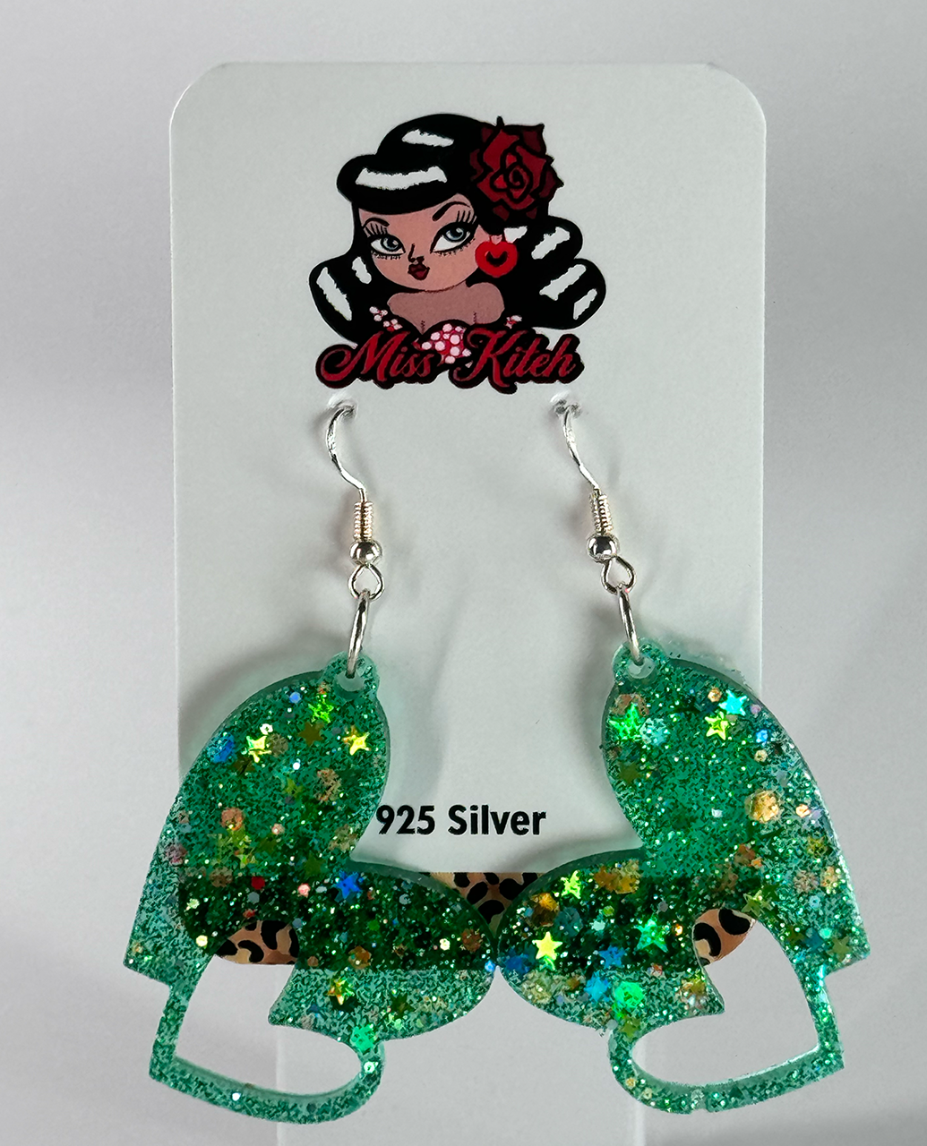 Green Sparkle Double Hearts