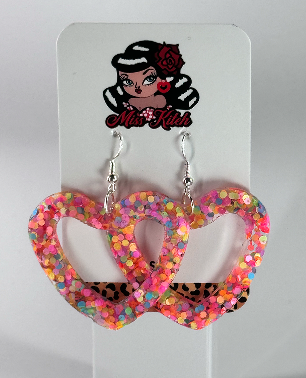 Pink Confetti Heart Hoops