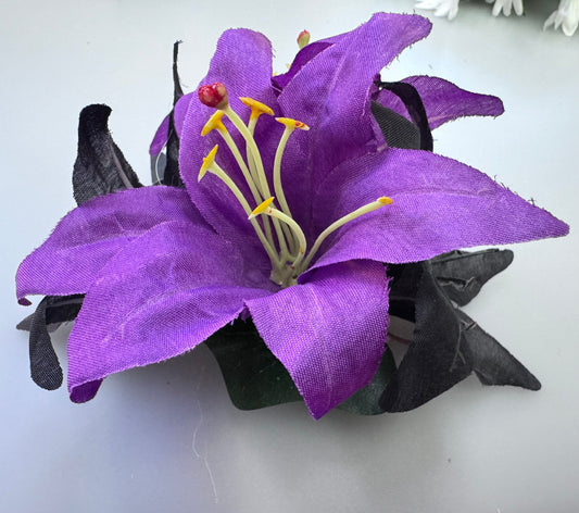 Black & Purple Lily Gothic Hair Flower Medium