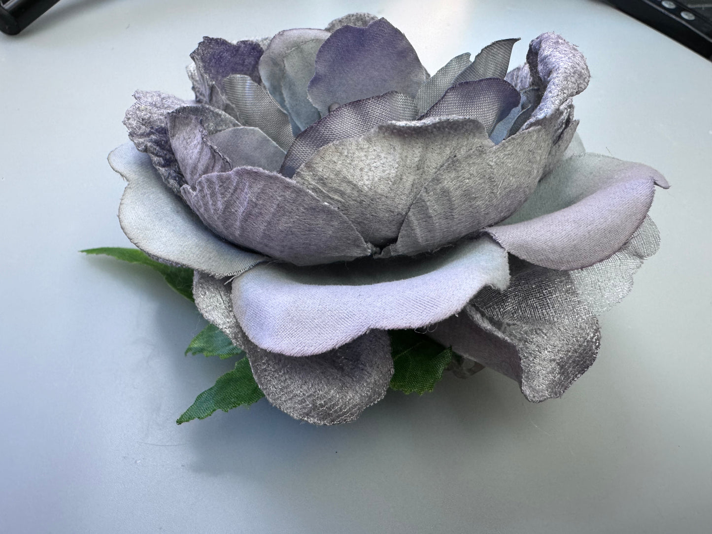 Lilac Grey Hair Flower Medium