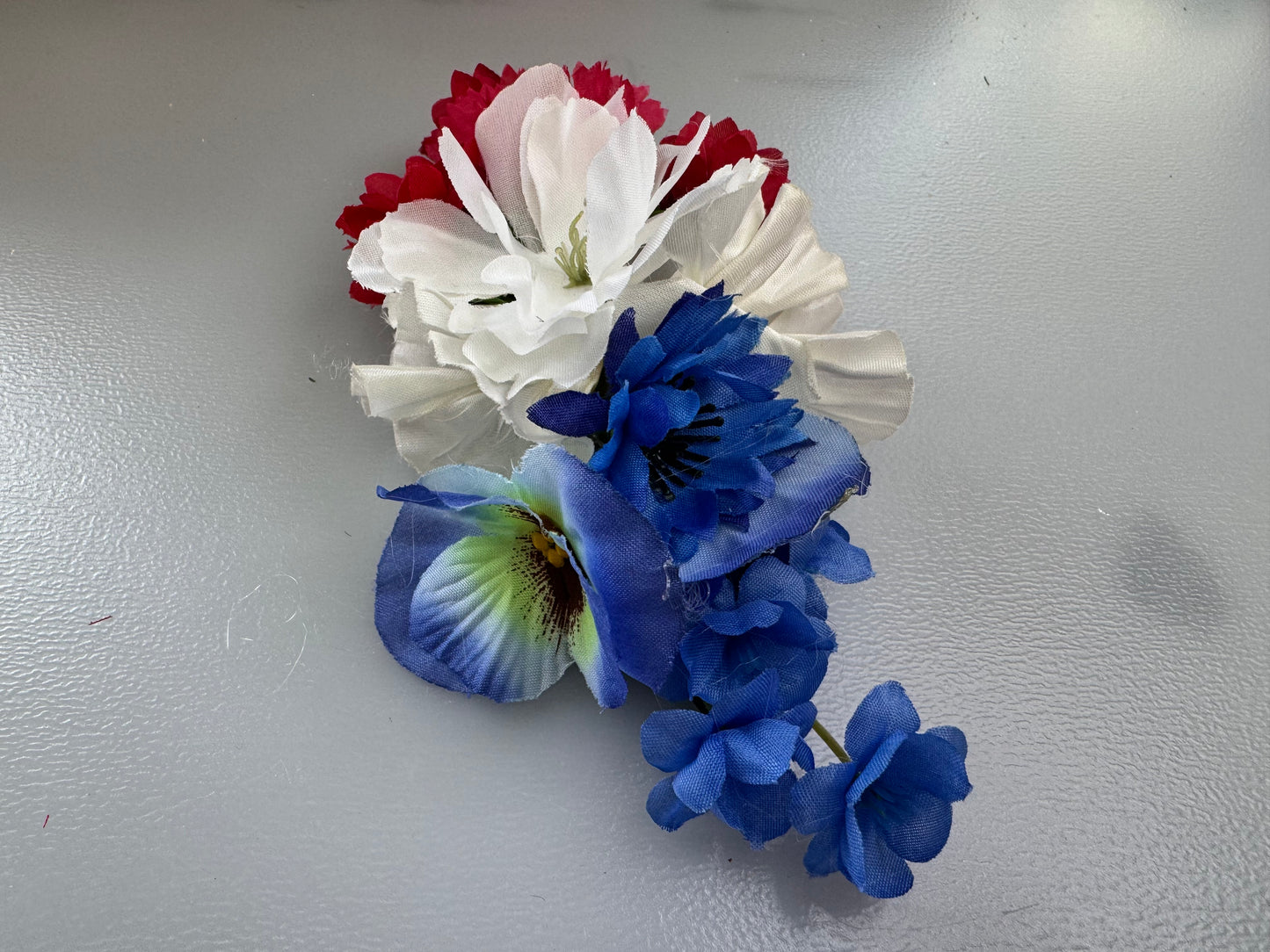 Red, White and Blue ,large mixed flower hair clip.