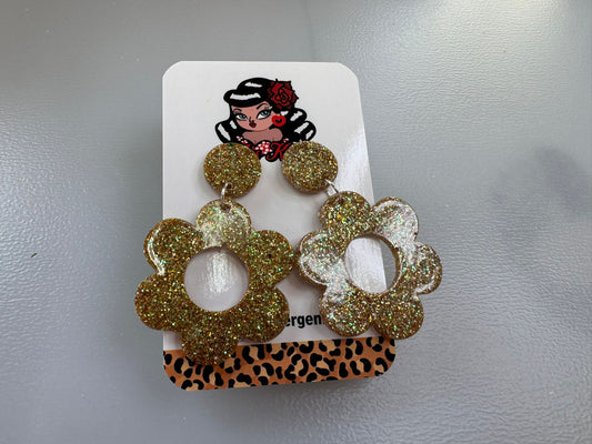 Gold Glitter Flower Hoop