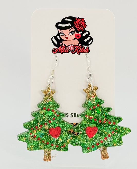 Gold Star & Red Heart Christmas Tree