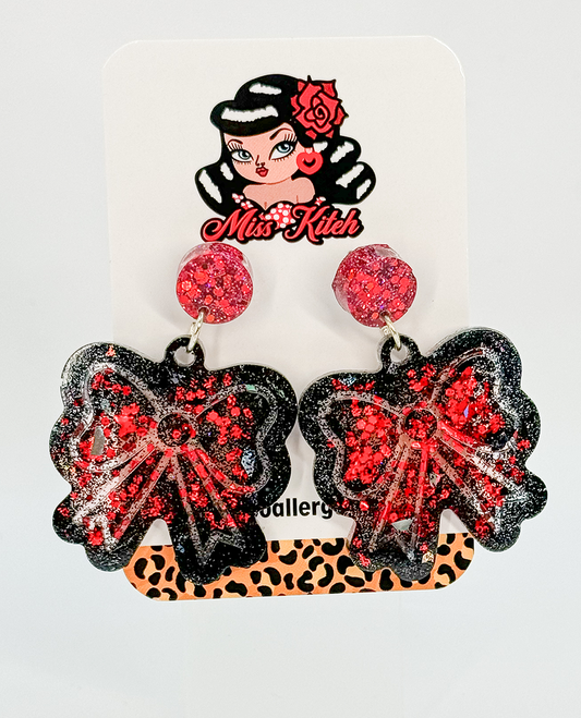 Black & Red Glitter Bows